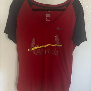 Nike Women's Red and Blue Cardinals Tee